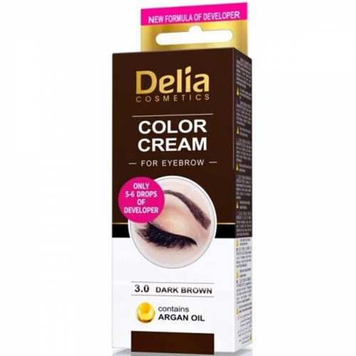 Крем-фарба для брів Delia з олією аргани 3.0 Темно-коричнева, 15мл