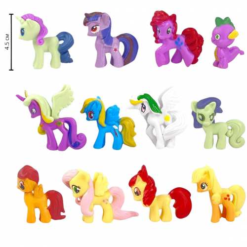 Набір 12в1 Мій Маленький Поні 3,5-4,5 см - My Little Pony: Пінк Пай, Іскорка, Епплджек, Раріті, Веселка Деш Набір 12в1 Мій Маленький Поні 3,5-4,5 см - My Little Pony: Пінк Пай, Іскорка, Епплджек, Раріті, Веселка Деш