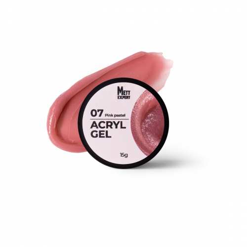 Акрил гель Mett Expert Acryl Gel Pink pastel №007 Камуфлювальний пудрово-рожевий 15 г