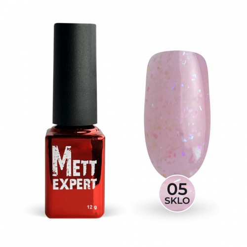 Камуфлювальна база Mett Expert SKLO base №05 Пудрово-рожева з бірюзовою та фіолетовою поталлю 12 г
