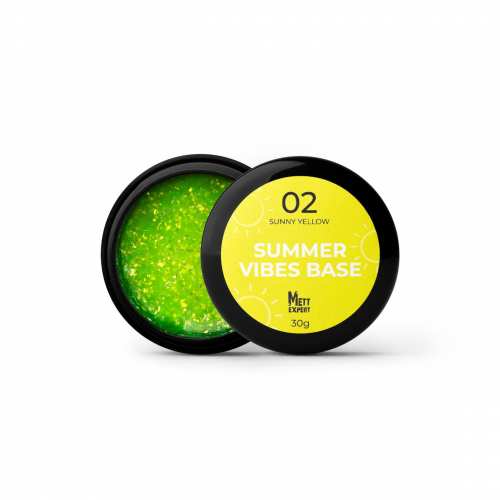 Кольорова база Mett Expert Summer vibes base №02 Sunny Yellow Жовта зі срібною поталлю 30 г