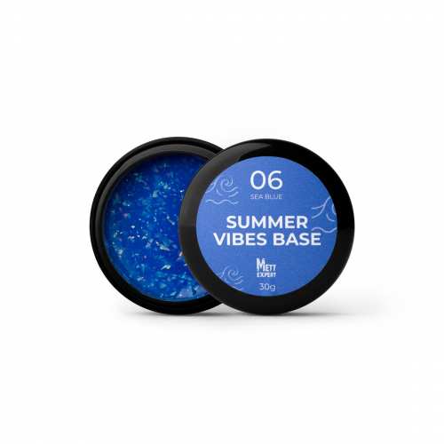Кольорова база Mett Expert Summer vibes base №06 Sea Blue Синя зі срібною поталлю 30 г