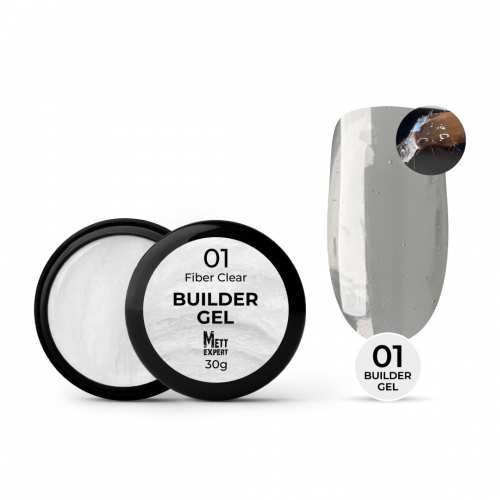 Гель для нарощування Mett Expert Builder gel Fiber clear №01 Прозорий зі скловолокном 30 г