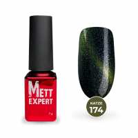 Гель-лак Mett Expert Котяче око Katze №174 Темно-зелений з блискітками 7 г