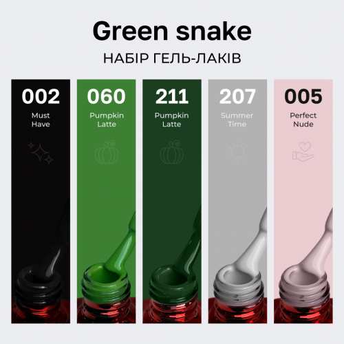 Набір гель-лаків Mett Expert Green snake