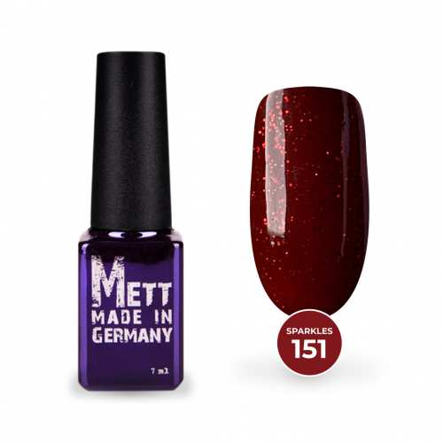 Гель-лак Mett Expert Sparkles collection №151 Глибокий червоний з блискітками 7 г