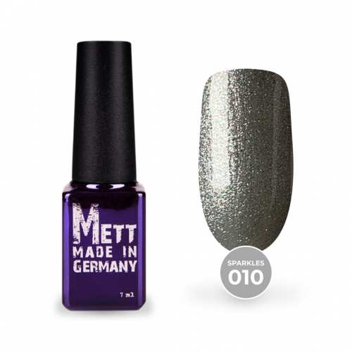 Гель-лак Mett Expert Sparkles collection №010 Срібний з рожевою та блакитною блискіткою 7 г