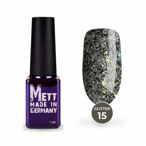 Гель-лак Mett Expert Glitter №15 Золотаво-чорний 7 г