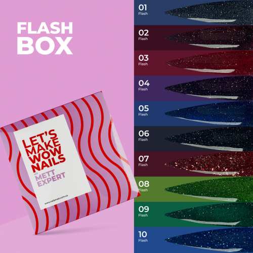 Сяючий набір гель-лаків Mett Expert FLASH WOW box 10*7g