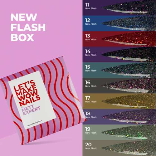 Сяючий набір гель-лаків Mett Expert NEW FLASH WOW box 10*7g