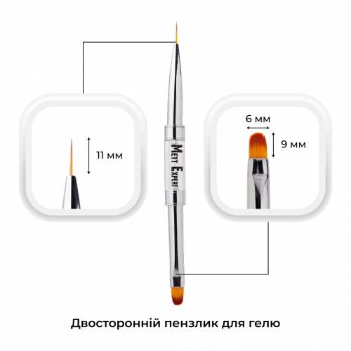 Пензлик для гелю/для малювання Mett Expert фіолетовий двосторонній округлений