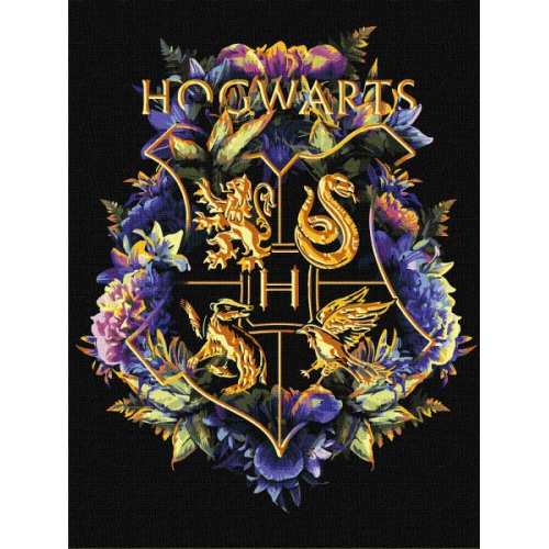 Картина за номерами - Harry Potter: Герб Гоґвортсу з фарбами металік ©Warner Bros.