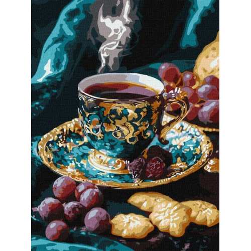Картина за номерами - Кава по-турецьки з фарбами металік extra ©art_selena_ua