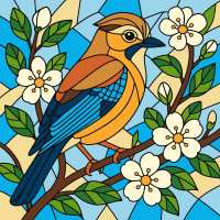 Картина за номерами - Вітраж. Сойка ©art_selena_ua
