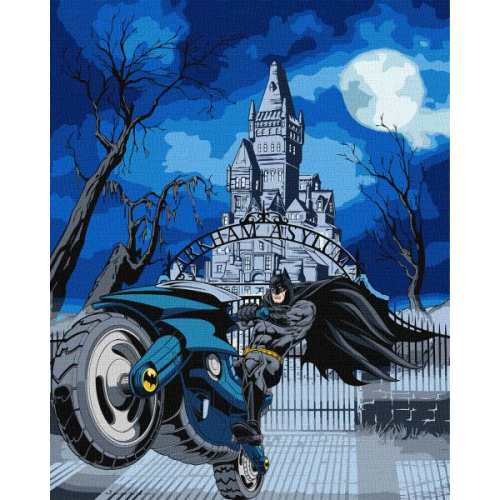 Картина за номерами - Batman: Batcycle з фарбами металік extra ©Warner Bros.