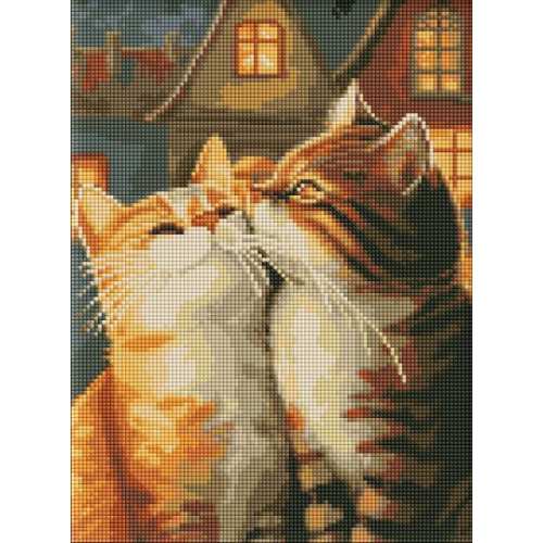 Алмазна мозаїка без підрамника - Закохані котики ©art_selena_ua