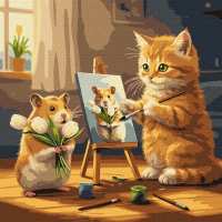 Картина за номерами - Кіт художник ©art_selena_ua