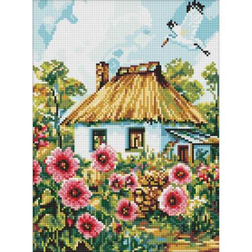 Алмазна мозаїка - Мальви біля хати ©art_selena_ua