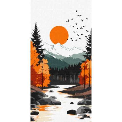 Картина за номерами - Жовтий місяць серед осіннього лісу ©art_selena_ua