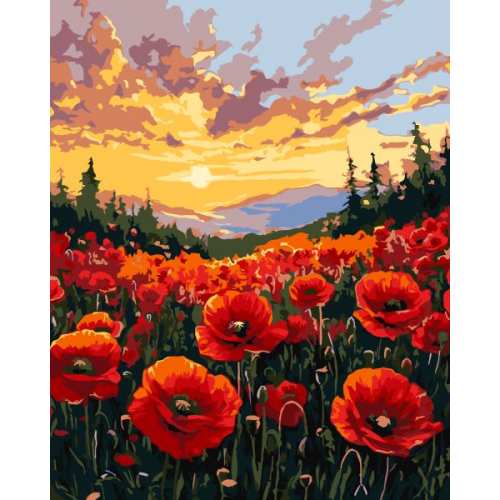 Картина за номерами - Поле маків ©art_selena_ua