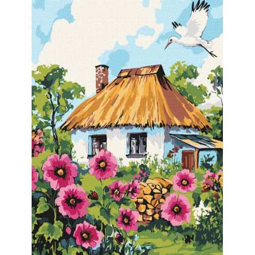 Картина за номерами - Мальви біля хати ©art_selena_ua