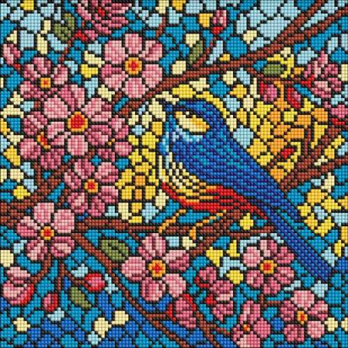 Алмазна мозаїка - Вітраж. Синиця ©art_selena_ua