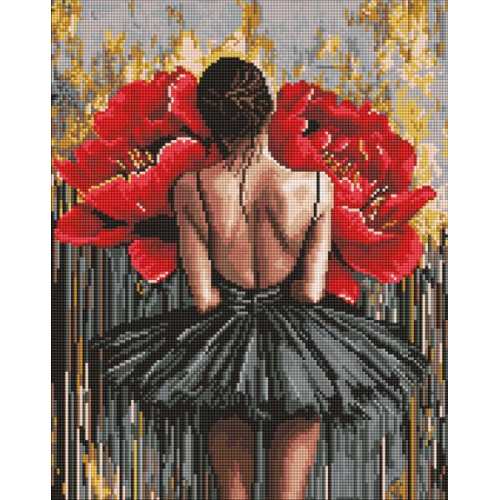 Алмазна мозаїка - Балерина з червоними півоніями ©art_selena_ua