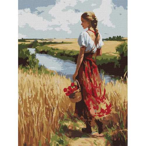 Картина за номерами - Українка та лани ©art_selena_ua