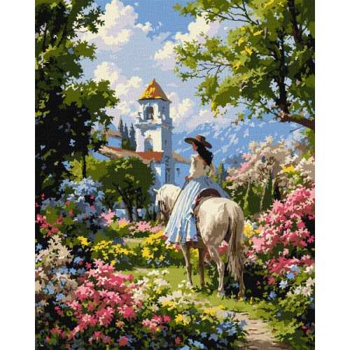 Картина за номерами - Вершниця поміж квітів ©art_selena_ua