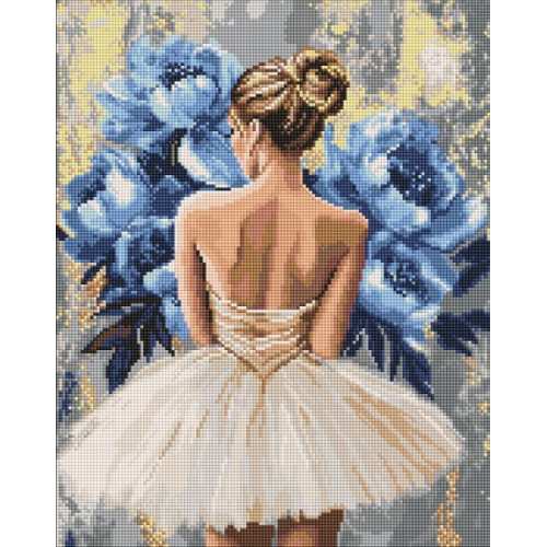 Алмазна мозаїка - Балерина з блакитними півоніями ©art_selena_ua