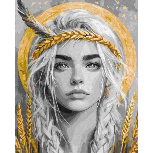 Картина за номерами - Колоски у волоссі з фарбами металік extra ©art_selena_ua