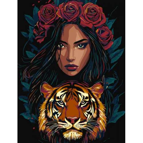 Картина за номерами - Хижацький погляд з фарбами металік extra ©art_selena_ua