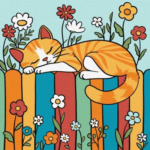 Картина за номерами - Котик на паркані ©art_selena_ua