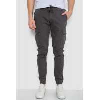 Брюки карго мужские на резинке, цвет темно-серый, 244R1643