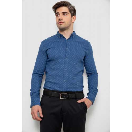 Рубашка мужская с принтом, цвет джинс, 214R7365