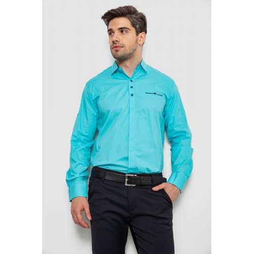 Рубашка мужская, цвет бирюзовый, 214R7114