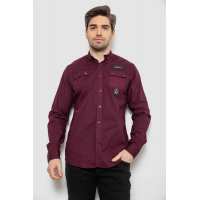 Рубашка мужская однотонная с принтом, цвет бордовый, 186R01