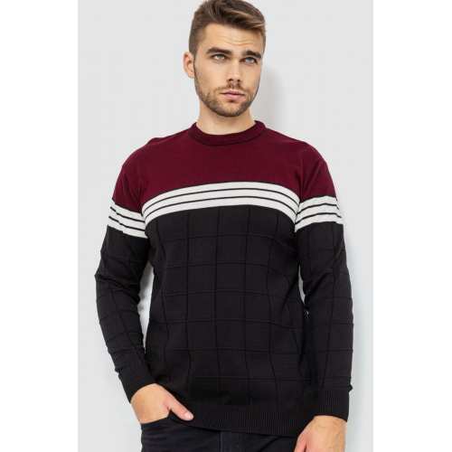 Свитер мужской, цвет черно-бордовый, 161R884