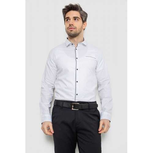 Рубашка мужская однотонная с принтом, цвет белый, 186R2025