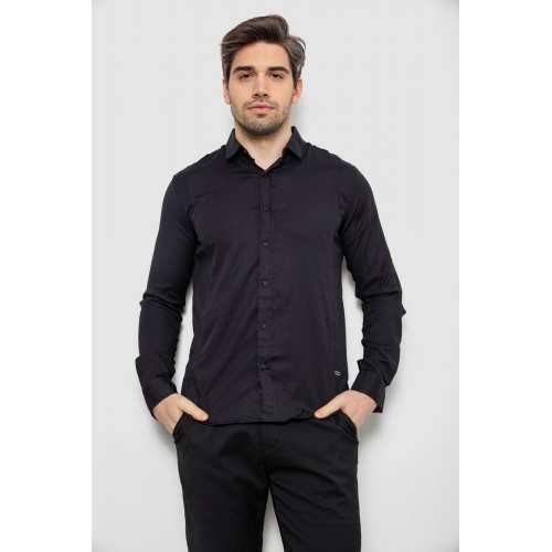 Рубашка мужская однотонная, цвет черный, 186R6917-1