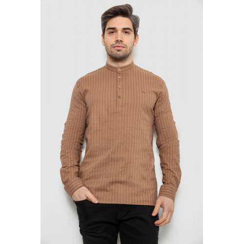 Рубашка мужская однотонная с принтом, цвет бежевый, 186R2077