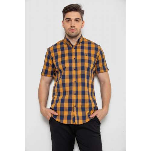 Рубашка мужская в клетку, цвет коричневый, 214R834