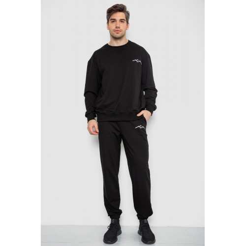 Спортивный демисезонный мужской костюм, цвет черный, 241R176