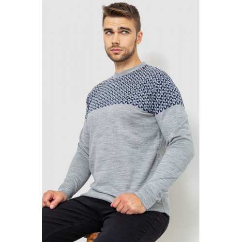 Свитер мужской, цвет серо-синий, 161R898 Свитер мужской, цвет серо-синий, 161R898