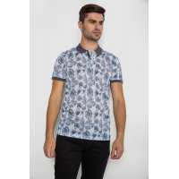 Поло мужское с принтом, цвет бело-зеленый, 247R311