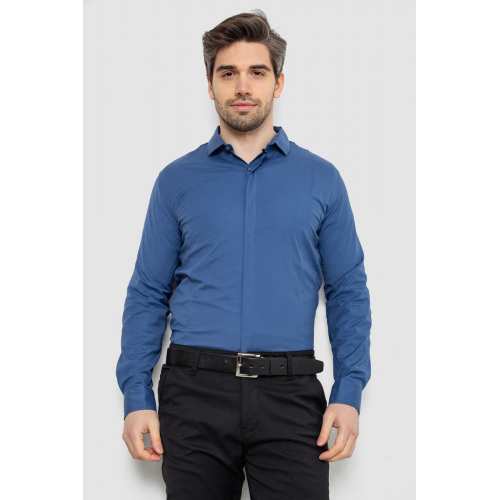 Рубашка мужская однотонная, цвет джинс, 186R2100