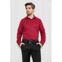 Рубашка мужская однотонная с принтом, цвет бордовый, 186R2008