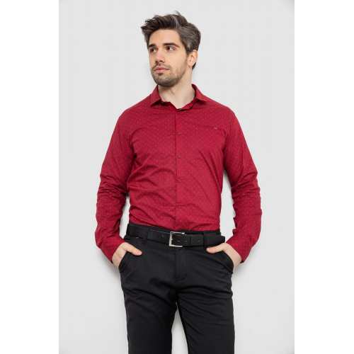 Рубашка мужская однотонная с принтом, цвет бордовый, 186R2008