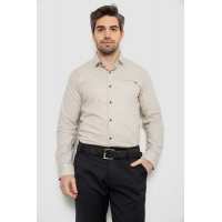 Рубашка мужская однотонная с принтом, цвет бежевый, 186R2011