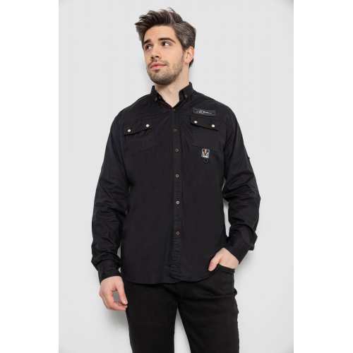 Рубашка мужская, цвет черный, 186R01-1 Рубашка мужская, цвет черный, 186R01-1